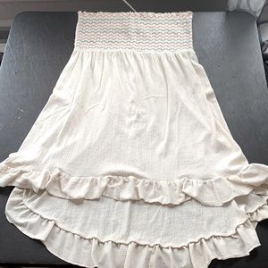 Strapless cream dress